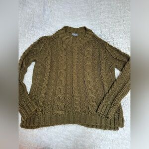 Wooden Ships Green Chunky Knit Sweater M/L Anthropologie Style